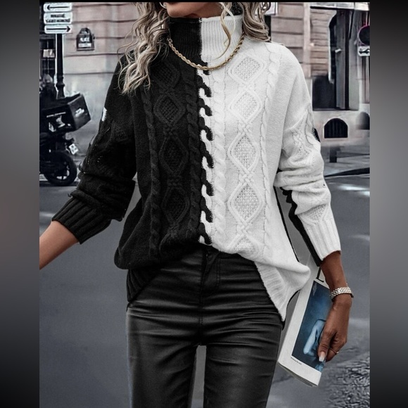 High Neck Knit Sweater - Picture 1 of 5